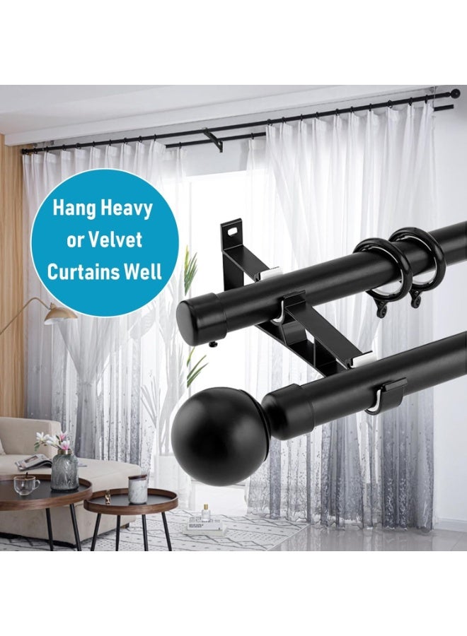 منزل الغابة عبوتان من حوامل قضبان ستائر قوية، حامل قضيب مزدوج للستائر والملابس، دعامة عمود معدنية سوداء مع مسامير – تتحمل حتى 22 رطلاً - Image 5